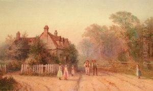 Figures In A Village Street by George Gregory