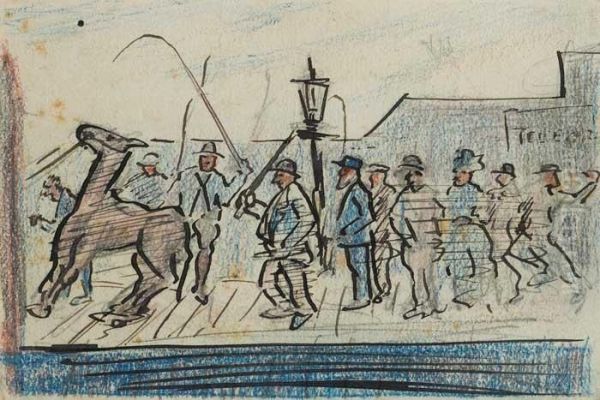 Crowd Of Figures Around A Horse - view 1