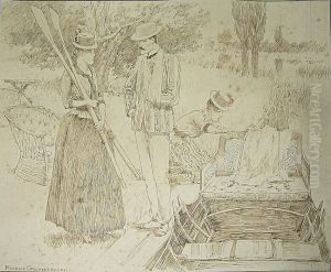 "carry Your Oars Sir"; Figures Alighting On A Punt