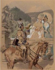"hornblasender Postillion" by Alois Greil