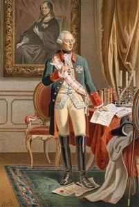 Josef Ii. An Seinemschreibtisch Stehend Vor Dem Bild Seiner Mutter Maria Theresia
