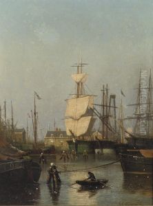 Oosterpark, Amsterdam: Shipping In Amsterdam Harbour by Johan Conrad Greive