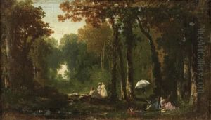 Le Repos En Foret De Fontainebleau by Dominique Adolphe Grenet De Joigny