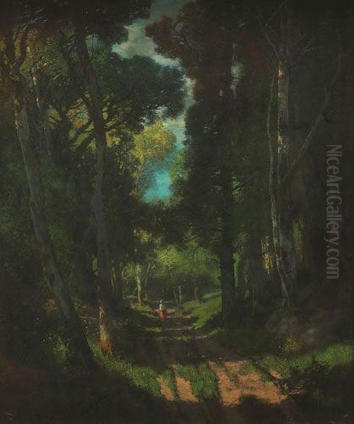 Woman On A Path In A Landscape - view 1