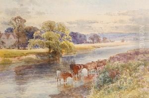 Cattle In The Stream by Frank Gresley