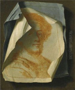 Trompe L'oeil With A Portrait Of Rembrandt, In Red Chalk Withanother Drawing Pinned To The Wall Trompe L'oeil With A Portrait Of Rembrandt, In Red Chalk Withanother Drawing Pinned To The Wall