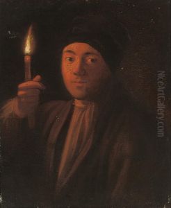 A Man Raising A Lit Candle by Gabriel Gresly