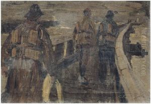 Paesaggio Con Marinai (rettungsmannschaft) by Carlos Grethe