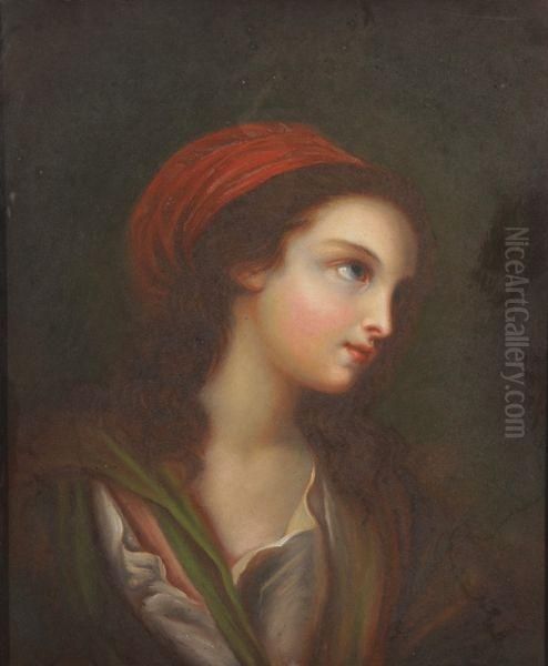 Jeune Fille En Buste Au Fichu Rouge - view 1