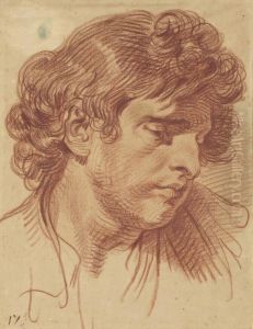 Tete D'homme Aux Cheveux Boucles by Jean Baptiste Greuze