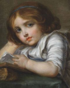 A Young Girl Reading At A Table by Jean Baptiste Greuze