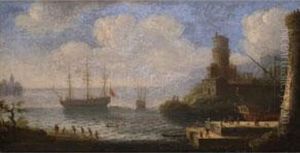 Grosssegler Vor Hafen Und Burg by Charles Leopold Grevenbroeck