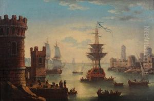 Veduta Di Porto Con Imbarcazioni E Figure by Orazio Grevenbroeck