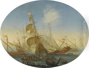 A Naval Battle Between Turks And Christians