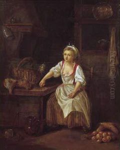 Jeune Cuisiniere Achetant Des Volailles. Jeune Cuisiniere Achetant Des Volailles.