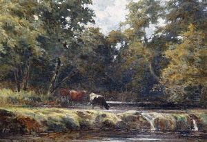 Cattle Watering by Alfred Grey