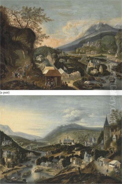 A Rhenish River Landscape With Peasants Merrymaking - view 1
