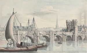 The Welsh Bridge At Shrewsbury by Moses Griffiths