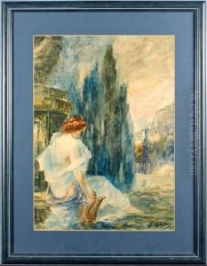 Maiden With Lyre In An Italiana Telandscape
