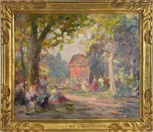 Femme A La Couture Dans Un Parc