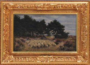 Landscape With Flock Of Sheep by Alphonse Grillet
