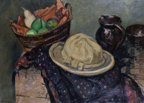 Nature Morte Au Panier De Fruits Et Au Chapeau - view 1