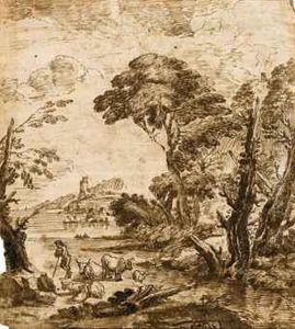 A Shepherd With His Flock In A Landscape A Shepherd With His Flock In A Landscape