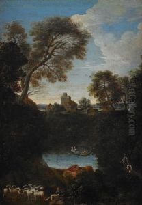 Pastoralt Landskap by Giovanni Francesco Grimaldi