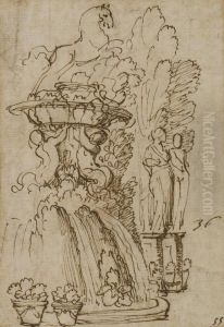 Une Etude De Fontaine Avec Un Cheval Une Etude De Fontaine Avec Un Cheval
