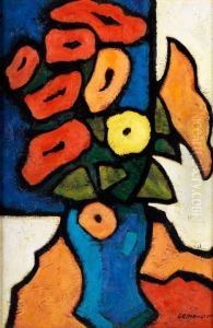 Blumen In Blauer Vase by Grimaud