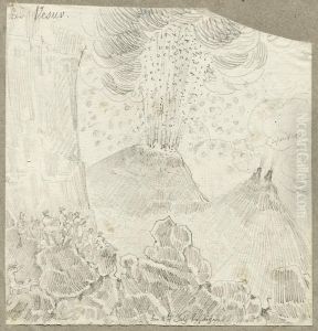 Die Kunstlerfreunde Am Vesuv by Ludwig Emil Grimm