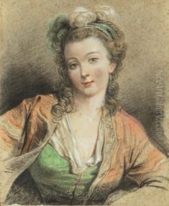 Portrait De Femme En Buste Pastel Etcrayon Noir by Jean-Alexis Grimou