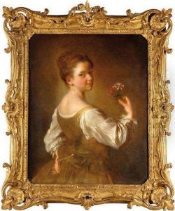 Portrait De Jeune Fille Avec Des Fleurs by Jean-Alexis Grimou