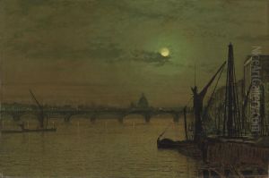 Waterloo Bridge, London, Looking East by John Atkinson Grimshaw