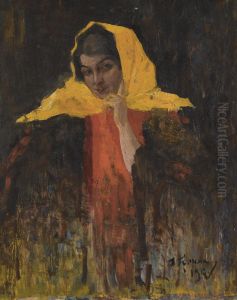 Portrait Of A Lady In A Yellow Shawl Portrait Of A Lady In A Yellow Shawl