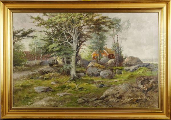 Landskap Med Rod Stuga - view 1