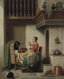 Doing The Needlework by Charles Joseph Grips