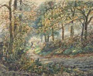 Huntsmen In A Wooded Landscape by Ernest Henry Griset