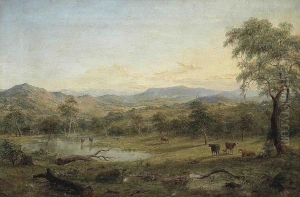 Victorian Landscape With Cattle Watering - view 1