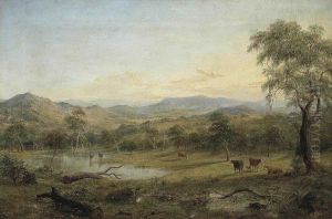 Victorian Landscape With Cattle Watering