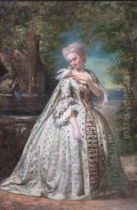 Elegante A La Colombe Devant La Fontaine by Francois Frederic Grobon