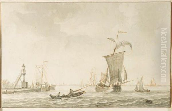 Shipping Outside The Harbour Of Vlaardingen, Schiedam Beyond - view 1