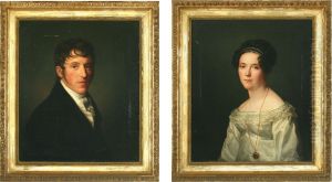 A Pair Of Portraits Offriedrich August Von Linstow And Antonie Von Linstow by Friederich Carl Groger