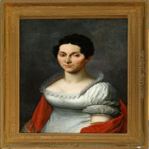 Elegant Woman In A White Dress And A Red Shawl