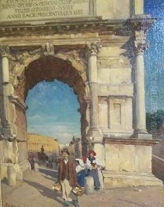 Titusbogen In Rom". Unten Links Signiert Th. Goll by Theodor Groll