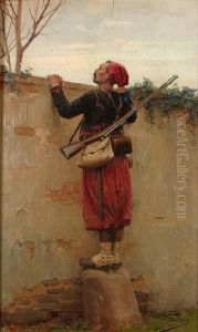 A Zouave Peering Over A Wall