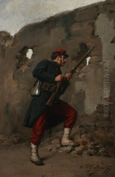 Infantry Soldier Behind Rampart - view 1