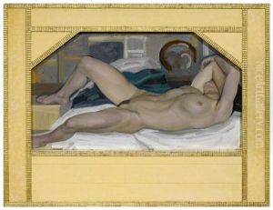 Reclining Nude. by Hermann Grom-Rottmayer