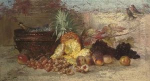 Grapes, Peaches, A Pineapple And Champagne
