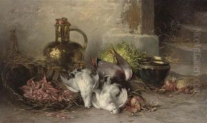 Pheasants, Onions And Prawns By A Staircase by Nel Gronland